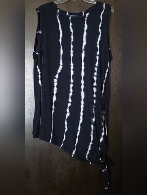 Chaps Women's Blue Tie Dye Tank Top Tunic Asymmetric Hem Size 2X